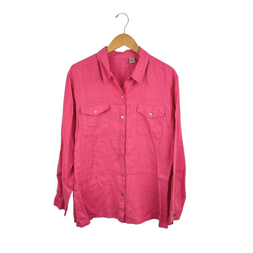 Chico's Pink Linen Button Down Shirt